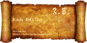 Kadi Béla névjegykártya